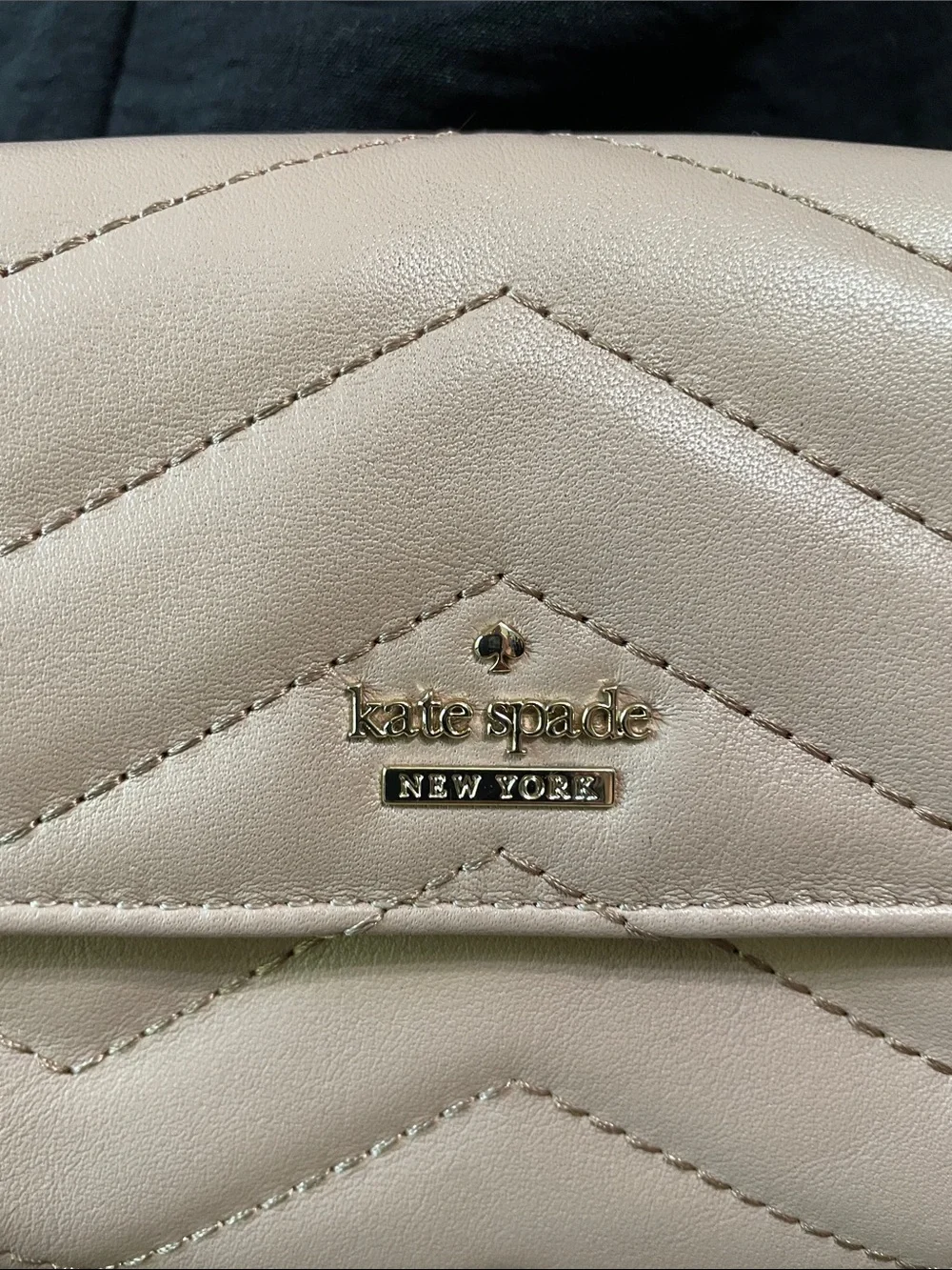 kate spade Blush Tan Quilted Chevron Chain Crossbody